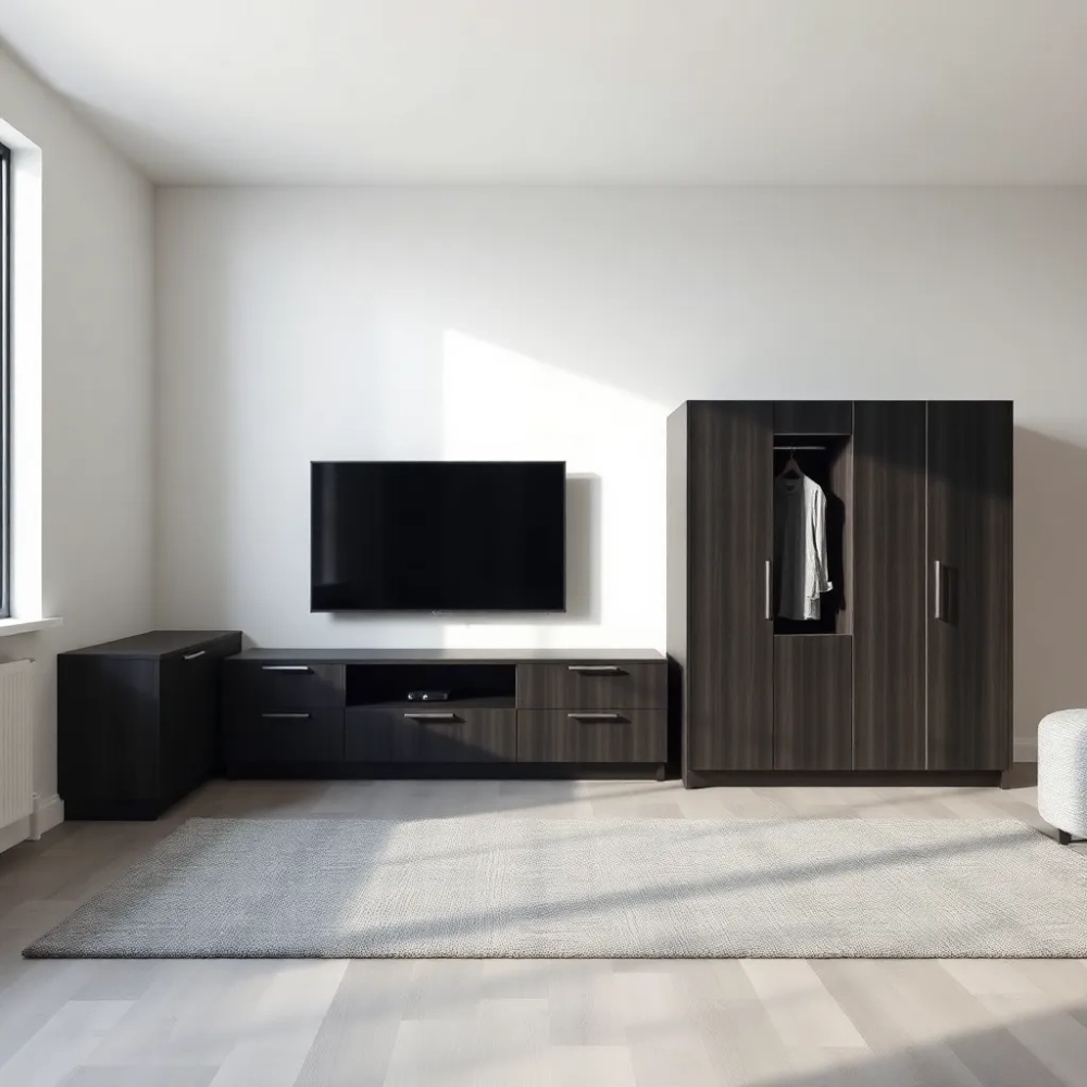 Nowoczesna meblościanka z szafą